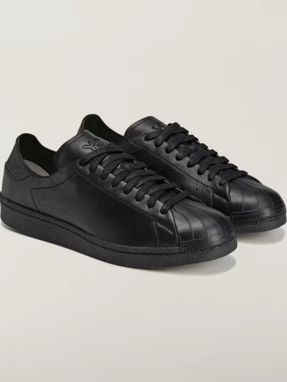Y-3 Superstar Black Leather Low-Top Sneakers - Men's 9